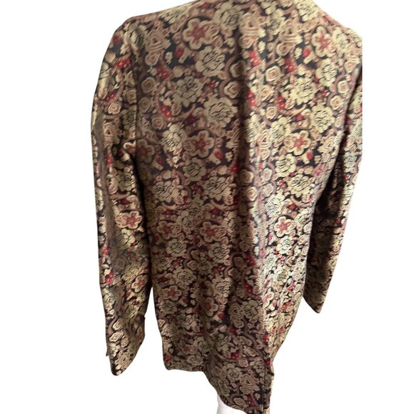 AMBER SUN Multicolor Brocade Rose Print Blazer Jacket Size Large - Picture 2 of 10